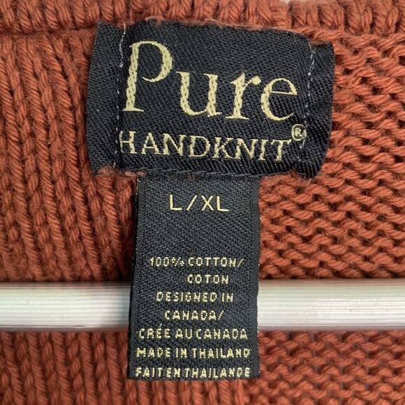 Pure Handknit Rust Cowl Neck Sweater W-250 Size Large/X-Large - Picture 3 of 9